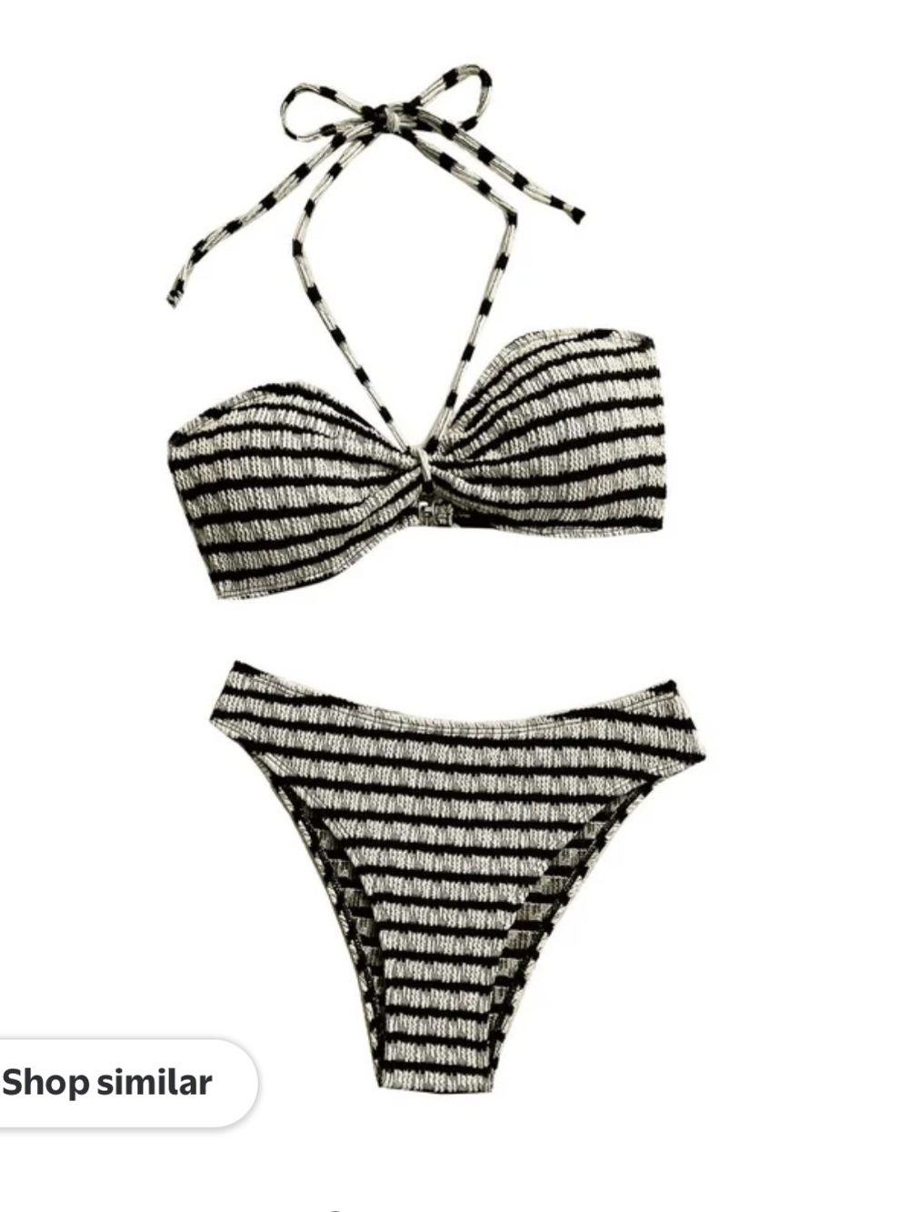 Teen Striped Bandeau Bikini Set in Black and White